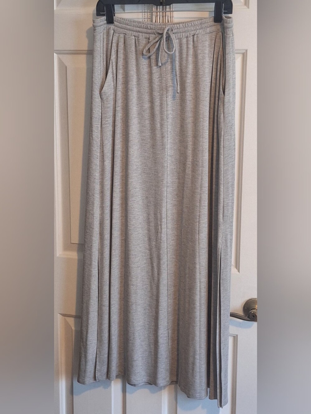 Matty M Light Gray Maxi Skirt with Side Slit Medium With Tags